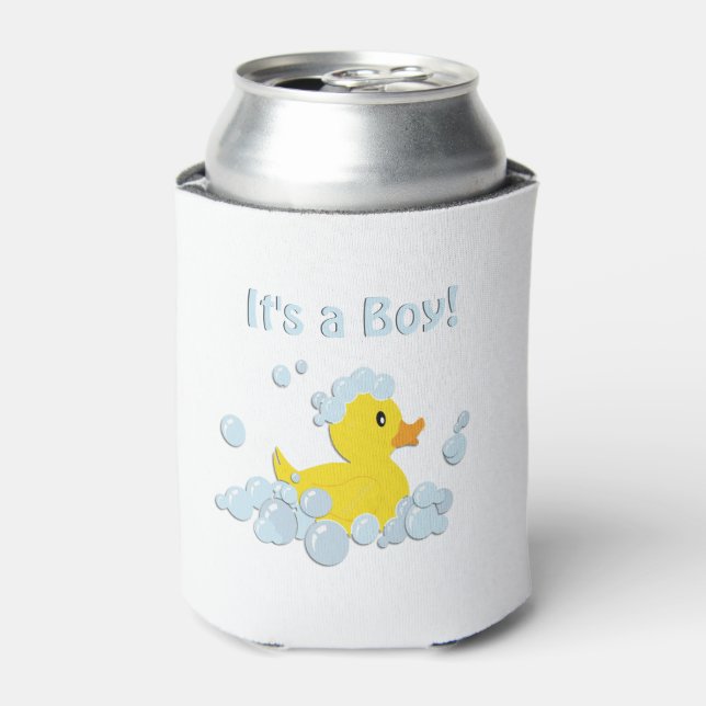It's a Boy Bubble Baby Shower Can Cooler (Can Front)