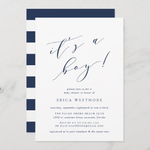 It's a Boy   Calligraphy Baby Shower Invitation