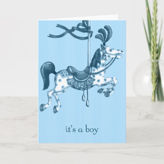 It's a Boy Carousel Horse Birth Announcement