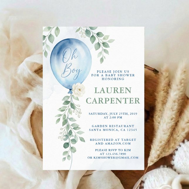 Its a Boy Celebration Navy Blue Balloon Baby Showe Invitation (Creator Uploaded)