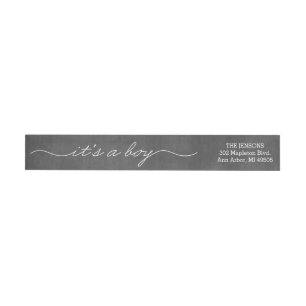 It's a Boy Chalkboard Wrap Around Return Address Wrap Around Label