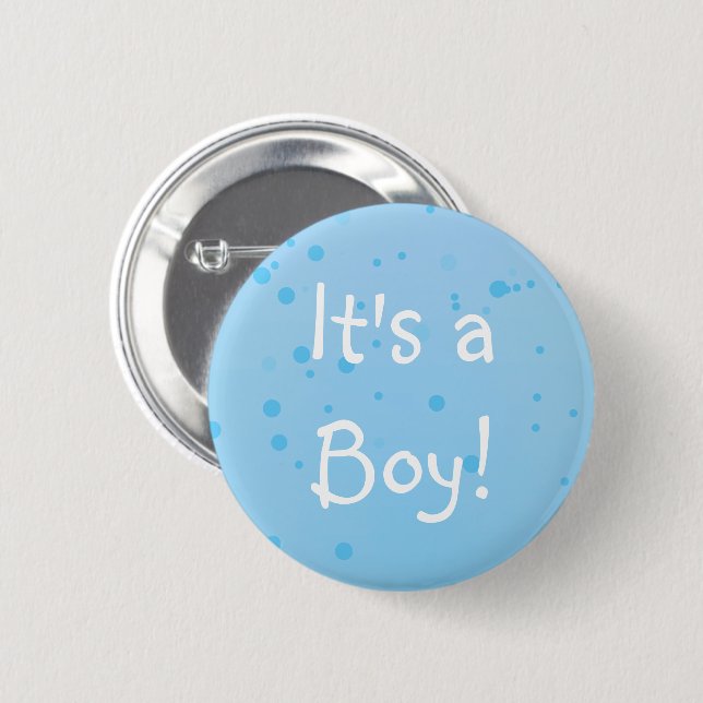 It's a Boy! Chic Blue Inkspots 6 Cm Round Badge (Front & Back)