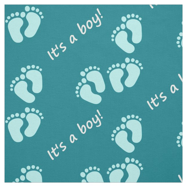 It's a boy! Child motive baby feet baby blue turqu Fabric (Swatch)