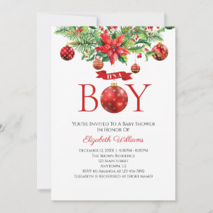 It's A Boy Christmas Ornaments Baby Shower Invitation