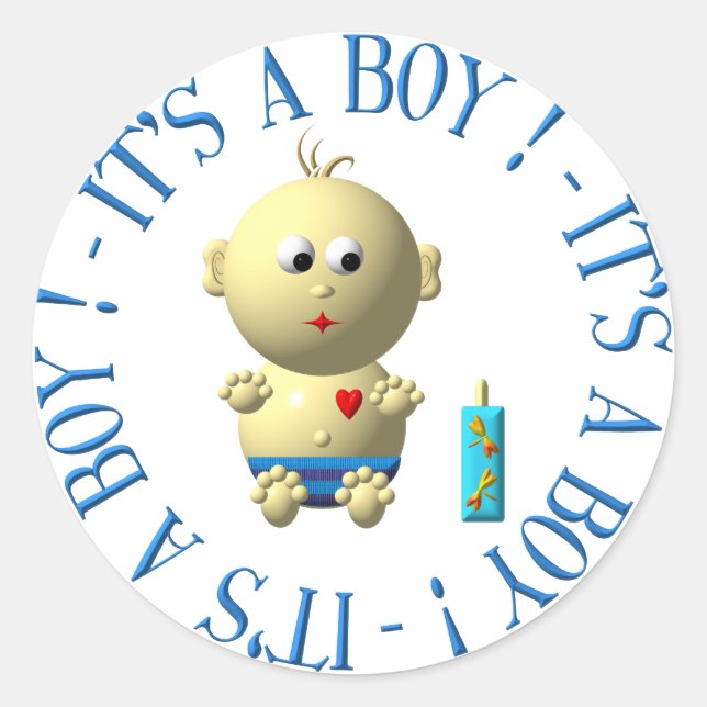 It's a boy! classic round sticker (Front)