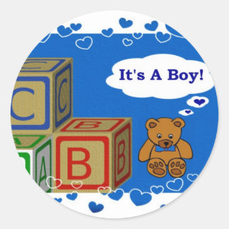It's A Boy Classic Round Sticker