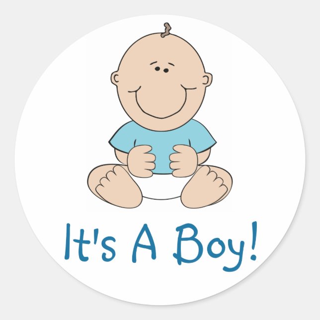 It's A Boy Classic Round Sticker (Front)