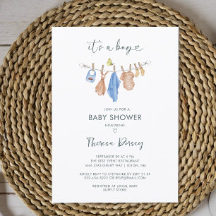 Its a Boy Clothes Watercolor Modern Baby Shower Invitation