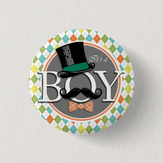 It's a Boy! Colourful Argyle 3 Cm Round Badge