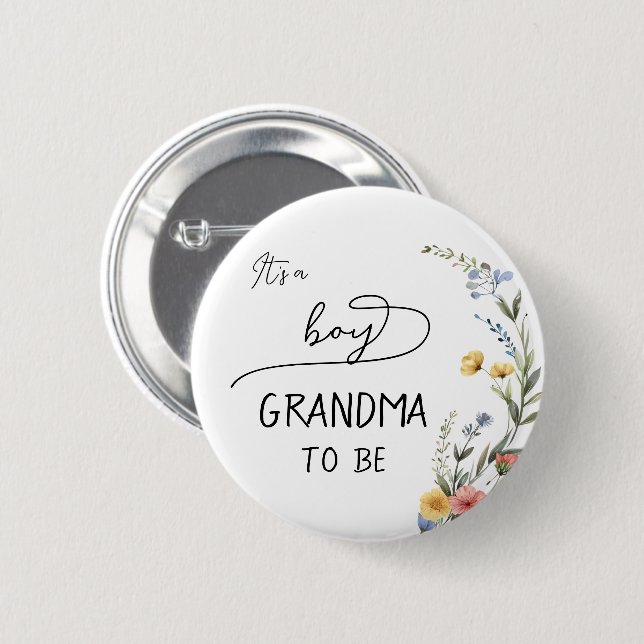 It's a Boy! Colourful Wildflower Grandma-to-be 6 Cm Round Badge (Front & Back)