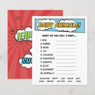 Its A Boy Comic Book Superhero Baby Animals Game