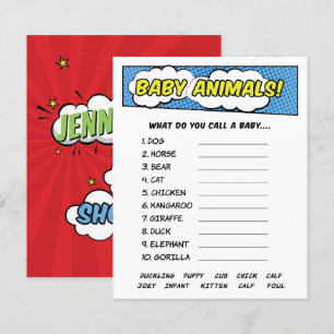 Its A Boy Comic Book Superhero Baby Animals Game