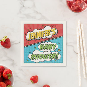 Its A Boy Comic Book Superhero Baby Shower Napkin