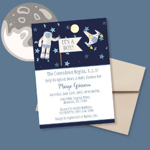 It's A Boy! Countdown Begins Baby Shower   White Invitation