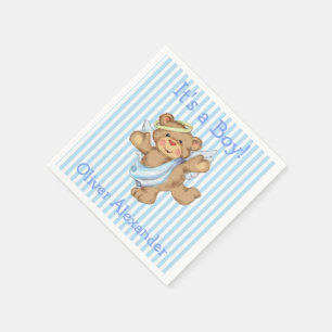 Its a Boy Custom Teddy Bear Angel Napkin