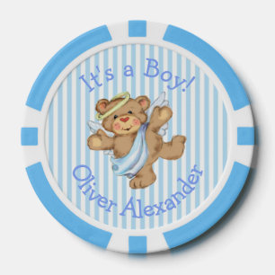 Its a Boy Custom Teddy Bear Angel Poker Chips