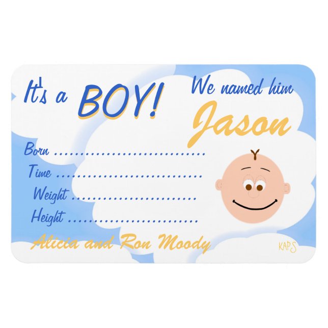 It's a Boy Customisable Announcement Magnet (Horizontal)