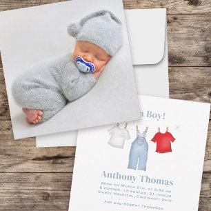 It's a Boy Cute Baby Clothesline Announcement