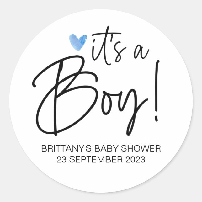 It's a Boy Cute Baby Shower Favour Thank You Classic Round Sticker (Front)