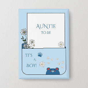 It's A Boy! Cute Bear & Daisy Flowers Auntie-to-be