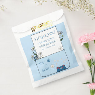 It's A Boy! Cute Bear & Daisy Flowers Baby Shower Favour Bag