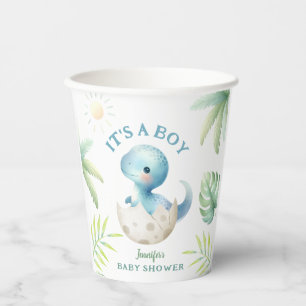 It's a Boy! Cute Dino Boy Dinosaur Baby Shower Paper Cups