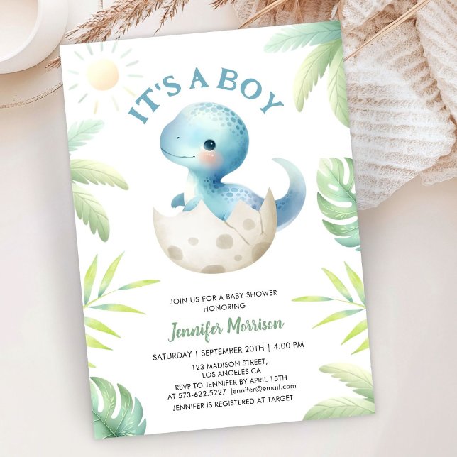 It's a Boy! Cute Dinosaur Boy Baby Shower Invitation (Creator Uploaded)