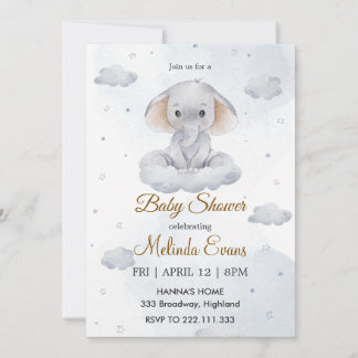 It's a boy cute elephant baby shower invitation
