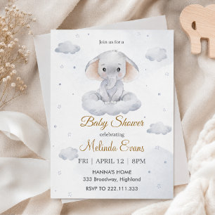 It's a boy cute elephant baby shower invitation