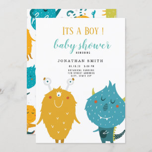 Its a boy Cute monster baby shower Invitation