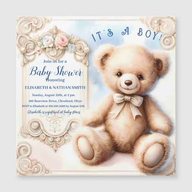 It's a boy cute teddy bear Magnetic Card (Front)
