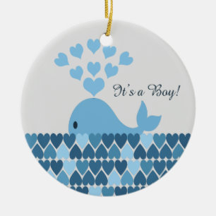 It's A Boy! Cute Whale Ceramic Tree Decoration