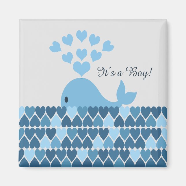 It's A Boy! Cute Whale Magnet (Front)