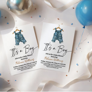 It's a Boy Denim Clothes Blue Jean Baby Shower Invitation
