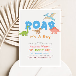 It's A Boy Dino Dinosaur Baby Shower Invitation