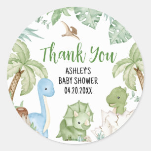It's A Boy Dinosaur Baby Shower  Classic Round Sticker
