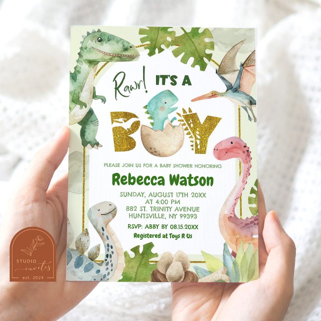 It's a Boy Dinosaur Baby Shower Invitation (Creator Uploaded)