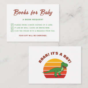 Its A Boy Dinosaur Baby Shower Please Bring A Book Enclosure Card
