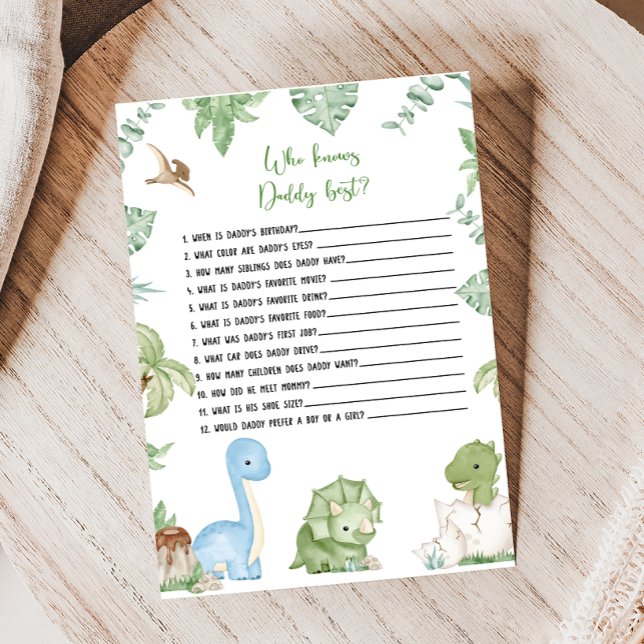 Its A Boy Dinosaur Shower Who knows Daddy Game (It's A Boy Dinosaur Baby Shower Game)