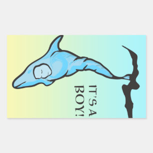 it's a boy! (dolphin cocoon) rectangular sticker