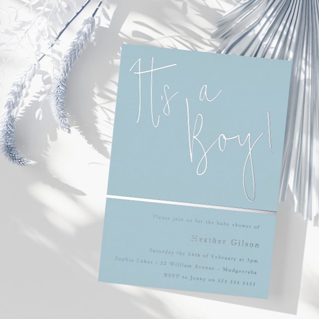 Its a Boy! Dusty Blue & Silver Baby Shower Silver (Creator Uploaded)