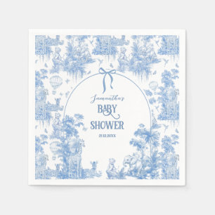 It's a Boy Elegant Blue Toile Safari Baby Shower Napkin