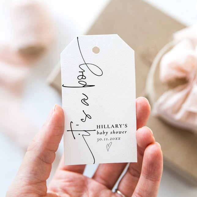 It's a boy Elegant Calligraphy Baby Shower Gift Tags (Creator Uploaded)