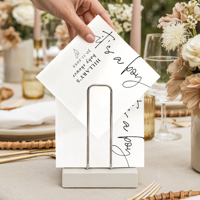Its a Boy Elegant Calligraphy Baby Shower Napkin (Creator Uploaded)