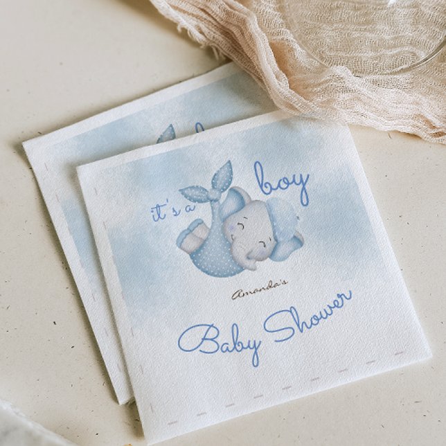 It's a boy elephant baby boy shower blue napkin (Creator Uploaded)