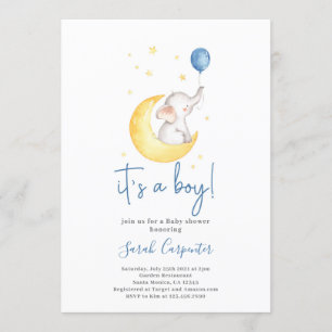 It's a Boy elephant baby shower boy Invitation