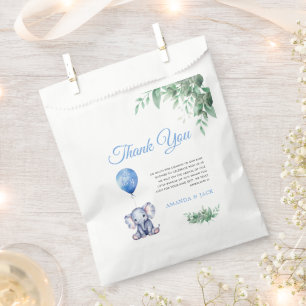 It's a Boy Elephant Balloon Blue Baby Shower Favour Bag