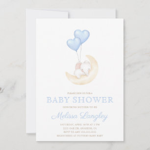 it's a Boy elephant blue balloon cute Baby shower Invitation