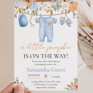 It's a Boy Fall Clothes Little Pumpkin Baby Shower Invitation