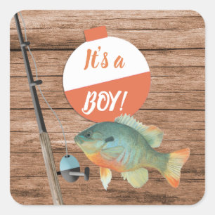 Its a Boy Fishing Baby Shower Square Sticker